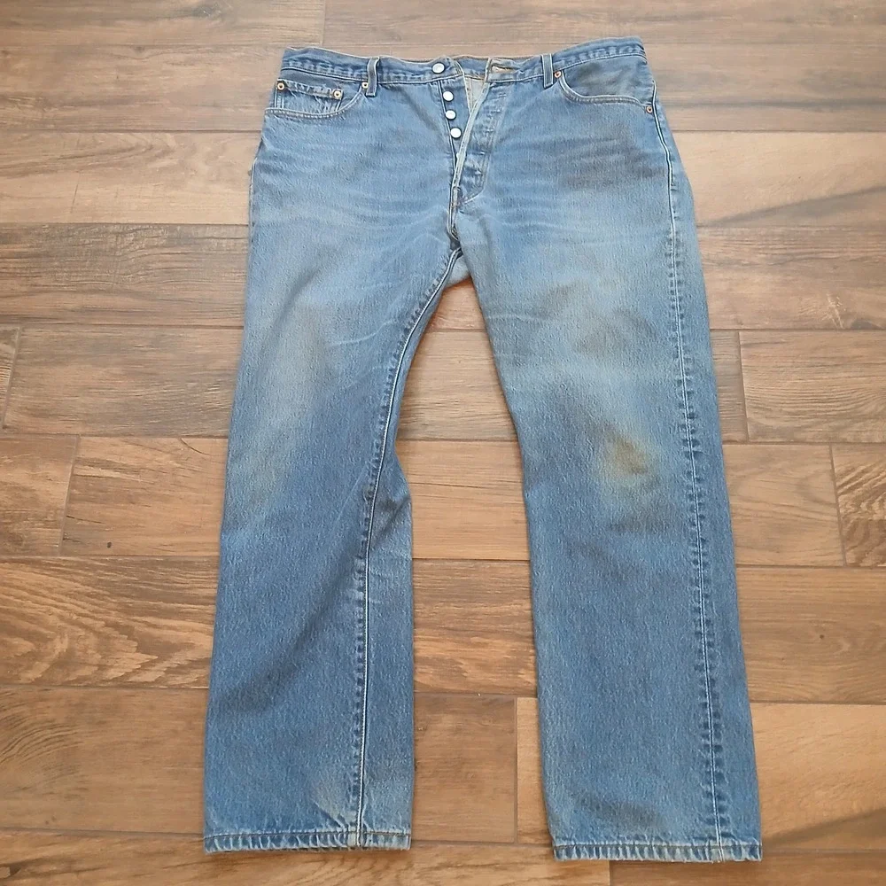 Vintage Levi's 501 Jeans Men 40x34 (FITS 36x30) Blue Button Fly Straight Leg Y2K